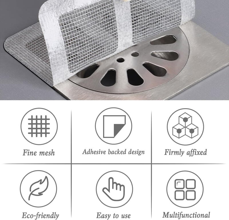 KRYLAR-20 pcs Drain Strainer Cover for Hair Stopper,Disposable Shower Drain Hair Catcher,Mesh Stickers Ideal for Insect Proof Floor Drain Sticker,Kitchen Sink Filter,Bathroom Hair Filter Stickers. - Image 3
