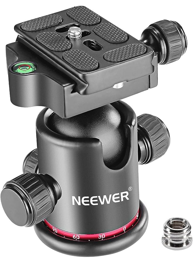 Neewer Metal Tripod Heads, 360 Degree Rotating Panoramic Head With 1/4 Inch Quick Release Plate And Spirit Level, Up To 8 Kg For Tripod, Monopod, Slider Control Dslr Camera Camcorder - Image 1