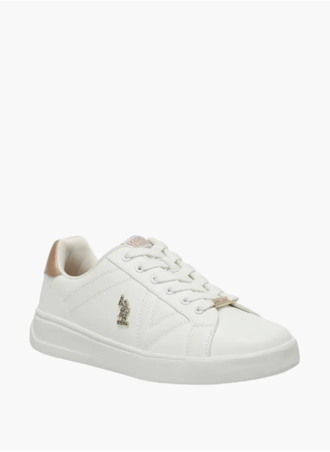 يو اس بولو اسن Women's Logo Detail Lace-Up Sneakers