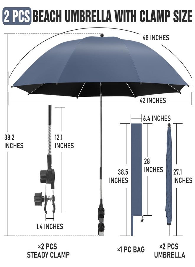 NBtoUS 2 PACK Chair Umbrella with Clamp, 360 ° Adjustable Umbrella for Chair, UPF50+ for Beach, Patio, Camping, Golf Carts（Iron Gray, Chair Not Included - Image 4