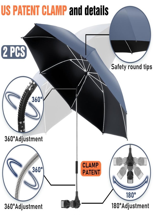 NBtoUS 2 PACK Chair Umbrella with Clamp, 360 ° Adjustable Umbrella for Chair, UPF50+ for Beach, Patio, Camping, Golf Carts（Iron Gray, Chair Not Included - Image 3