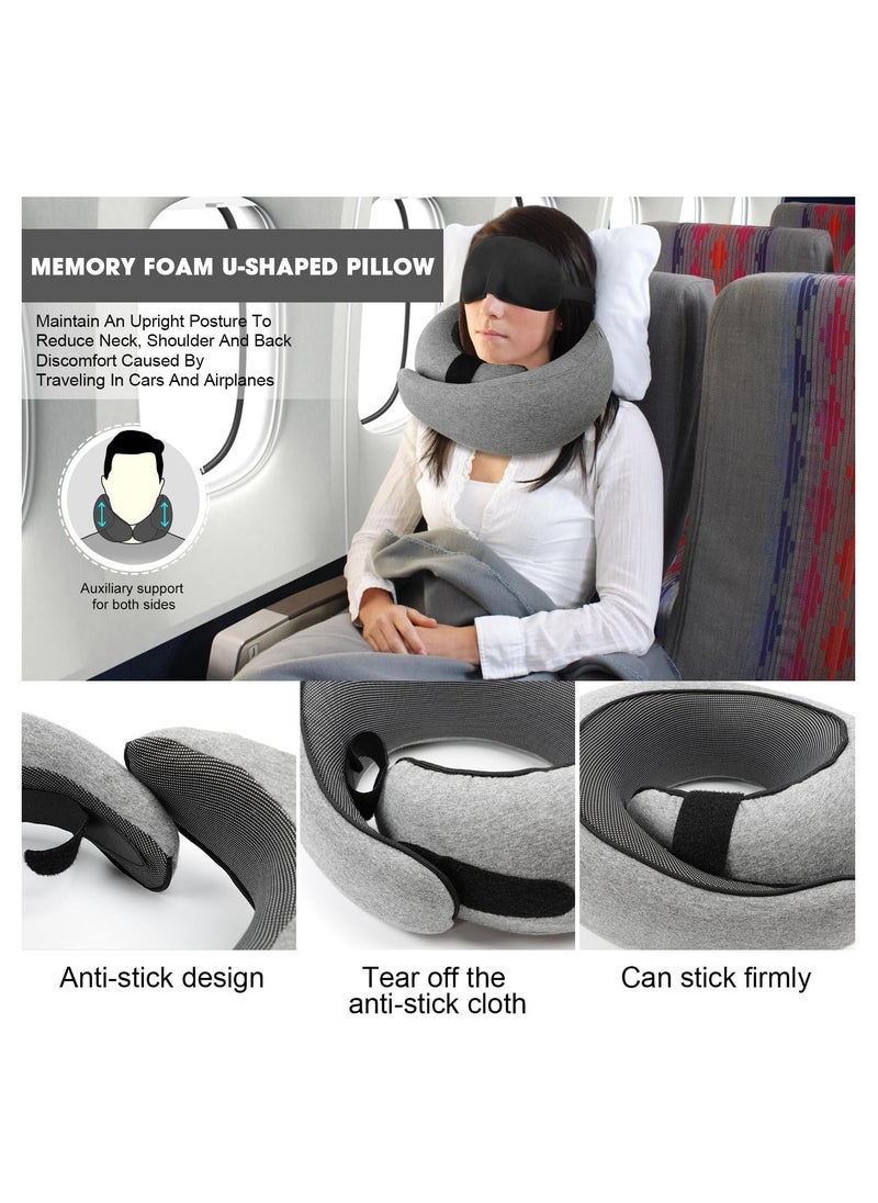 Arabest Travel Pillow, 2024 New Travel Pillow, Memory Cotton Travel Pillow, Can Store U-Shaped Pillow, Suitable for Airplanes, Cars, Offices, Upright Sleeping Neck Pillow (Gray)  - Image 2