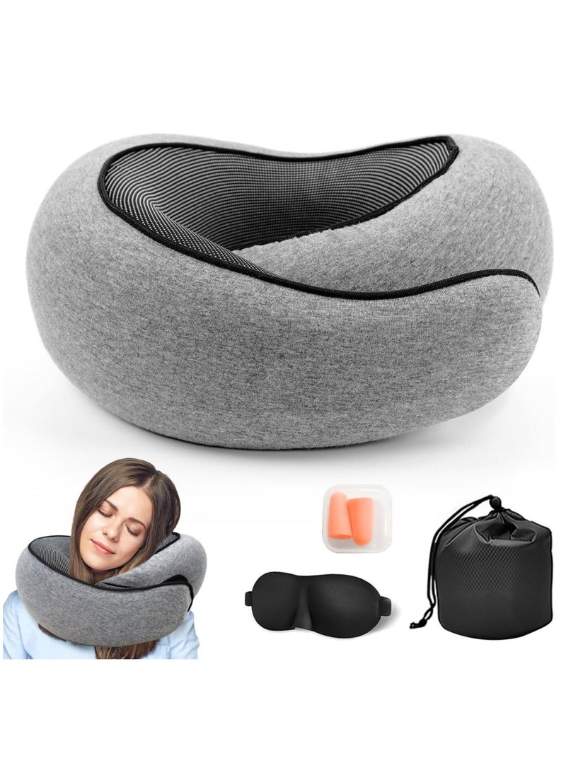 Arabest Travel Pillow, 2024 New Travel Pillow, Memory Cotton Travel Pillow, Can Store U-Shaped Pillow, Suitable for Airplanes, Cars, Offices, Upright Sleeping Neck Pillow (Gray)  - Image 1