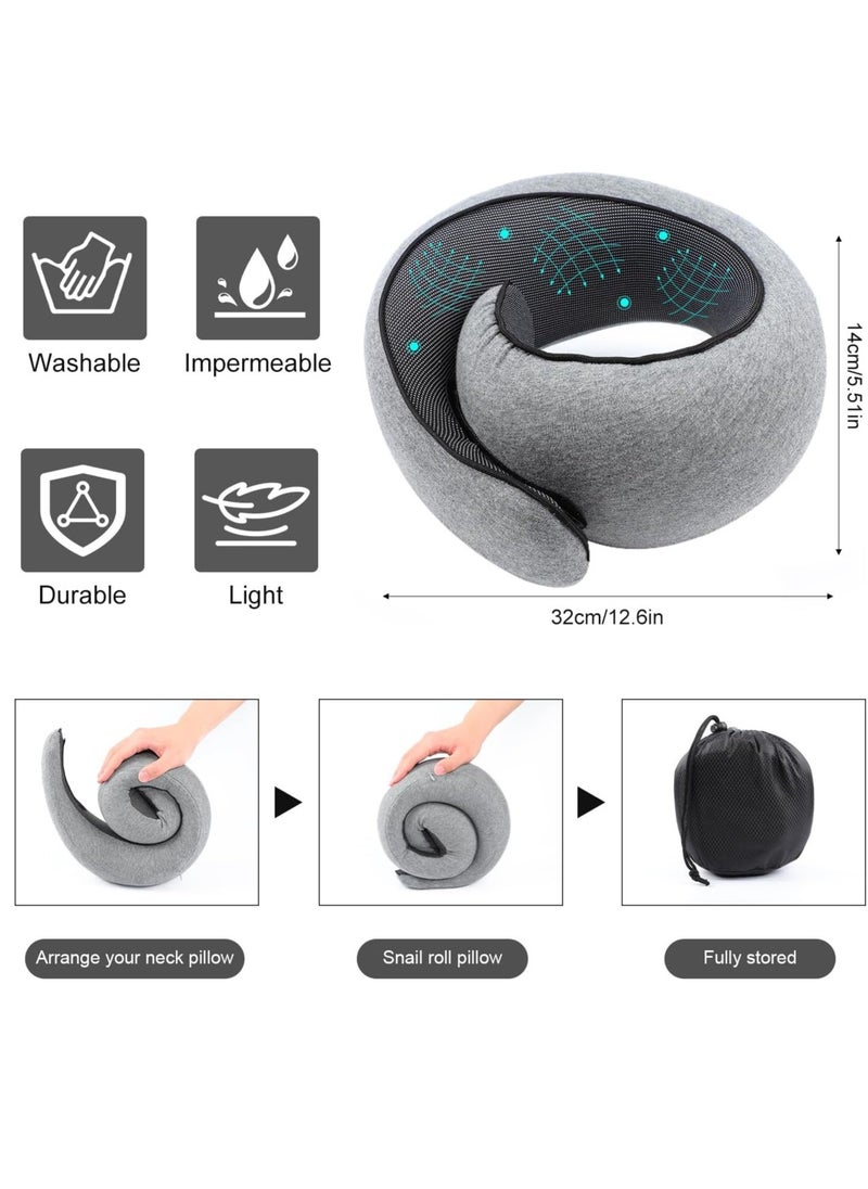 Arabest Travel Pillow, 2024 New Travel Pillow, Memory Cotton Travel Pillow, Can Store U-Shaped Pillow, Suitable for Airplanes, Cars, Offices, Upright Sleeping Neck Pillow (Gray)  - Image 5