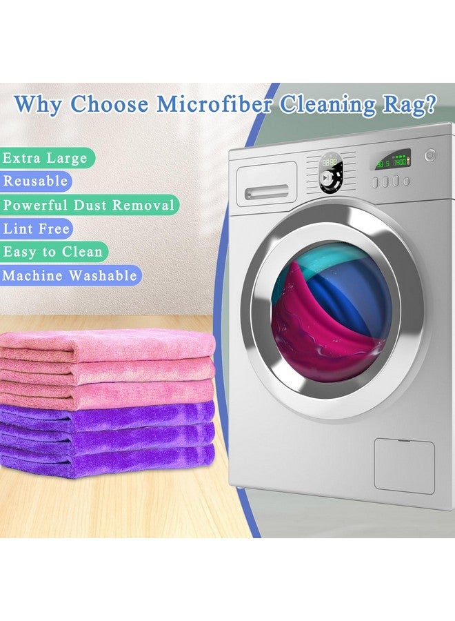 CODOHI 12 Pcs Extra Large Microfiber Cleaning Cloth, 20" x 30" Washable Reusable Large Floor Cloth Rags, Microfiber Towels for Mop Cleaning Office Bathrooms Housekeeping (Purple, Blue, Pink) - Image 4