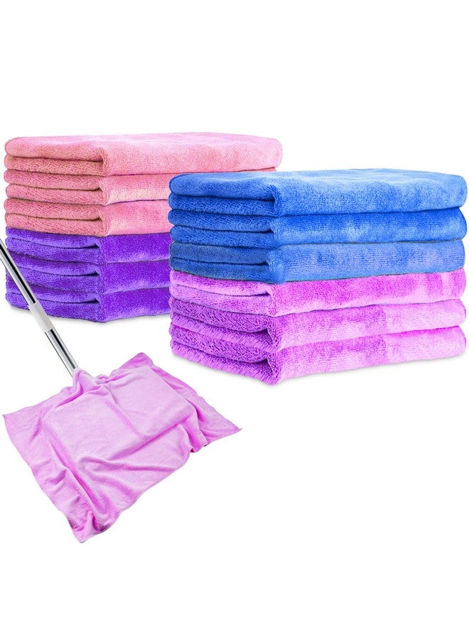 CODOHI 12 Pcs Extra Large Microfiber Cleaning Cloth, 20" x 30" Washable Reusable Large Floor Cloth Rags, Microfiber Towels for Mop Cleaning Office Bathrooms Housekeeping (Purple, Blue, Pink) - Image 1