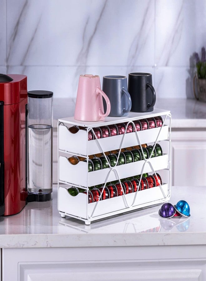 FlagShip for Nespresso Pod Holder Drawer 3 Tier Coffee Capsule Holder for Nespresso Vertuo Pod with Elegant White(60 Pods Capacity) - Image 4