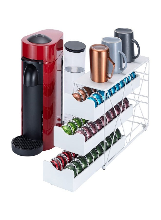 FlagShip for Nespresso Pod Holder Drawer 3 Tier Coffee Capsule Holder for Nespresso Vertuo Pod with Elegant White(60 Pods Capacity) - Image 1