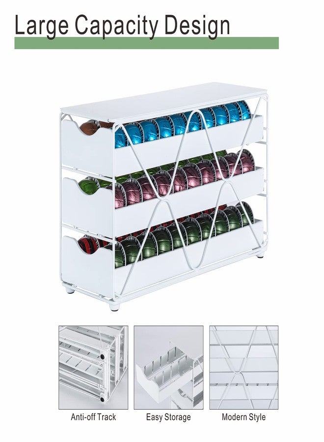 FlagShip for Nespresso Pod Holder Drawer 3 Tier Coffee Capsule Holder for Nespresso Vertuo Pod with Elegant White(60 Pods Capacity) - Image 3