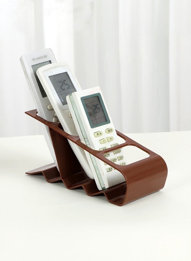 1-pack, (brown) remote control stand with four storage spaces, remote control shelf, remote control storage, remote control, fits most remote control sizes. - Image 1