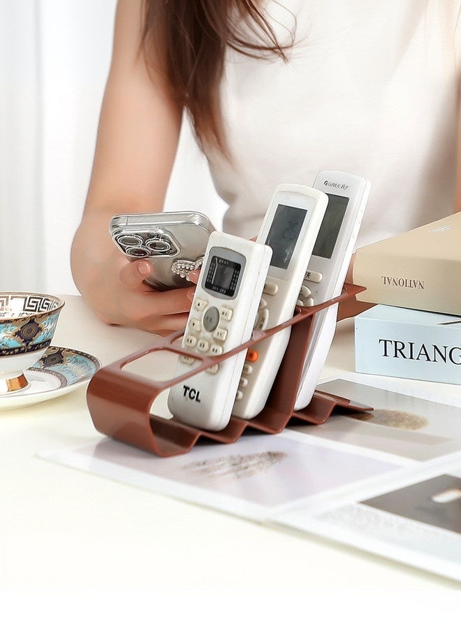 1-pack, (brown) remote control stand with four storage spaces, remote control shelf, remote control storage, remote control, fits most remote control sizes. - Image 3