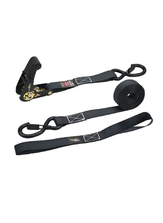 4-Piece Durable Ratchet Strap with Built-In Buckle Black 1 Inch x 15 ft
