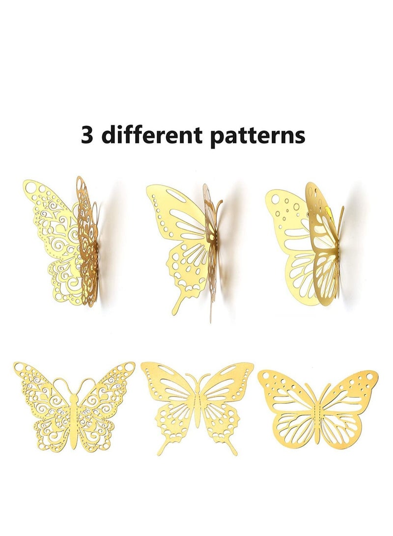 Y&D 3D Butterfly Wall Stickers, Cake Decor, 36 PCS Decals for Room Decoration Kids Bedroom Party Wedding Home Decor (Gold)  - Image 2