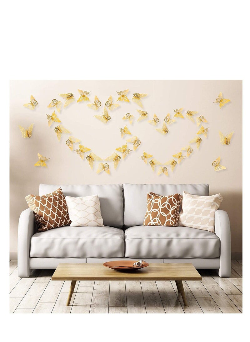 Y&D 3D Butterfly Wall Stickers, Cake Decor, 36 PCS Decals for Room Decoration Kids Bedroom Party Wedding Home Decor (Gold)  - Image 5