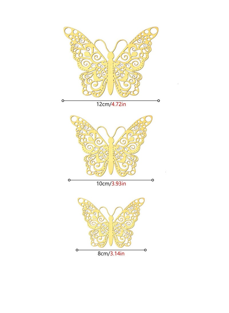 Y&D 3D Butterfly Wall Stickers, Cake Decor, 36 PCS Decals for Room Decoration Kids Bedroom Party Wedding Home Decor (Gold)  - Image 3