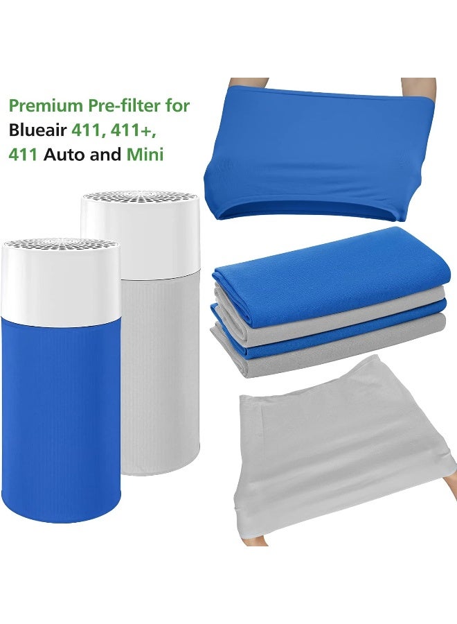 Cabiclean 4 Pack 411 Replacement Washable Pre-Filters For Blueair Blue Pure 411, 411+, 411 Auto And Mini Air Purifier, Removes Pollen, Dust, Pet Dander, 2 X Lunar Rock + 2X Diva Blue - Image 1