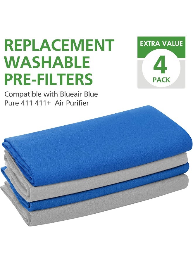 Cabiclean 4 Pack 411 Replacement Washable Pre-Filters For Blueair Blue Pure 411, 411+, 411 Auto And Mini Air Purifier, Removes Pollen, Dust, Pet Dander, 2 X Lunar Rock + 2X Diva Blue - Image 3