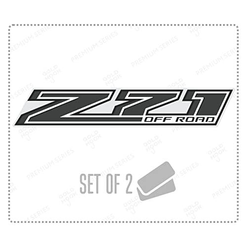 GOLD HOOK Decal for Trucks Chevy Silverado Z71 Off Road Stickers - F (2014-2024) Bed Side 1500 2500 HD Premium Series (Black/Metallic Finish) - Image 1