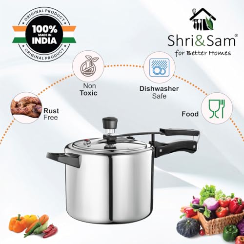 Shri & Sam TriPly 18/8 Stainless Steel Inner Lid Pressure Cooker, 3 Litre, with Extra Safety Valve, Induction and Gas Ready, Silver, 5-Year Warranty - Image 4
