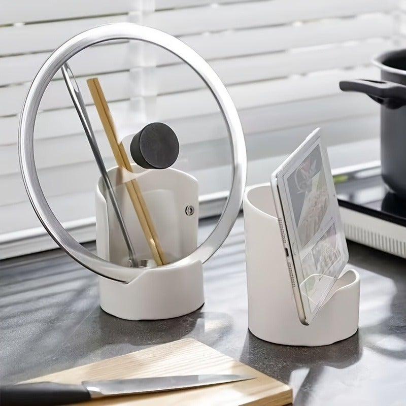 Countertop Draining Pot Lid Rack, Kitchen Spoon Storage Rack, Thickened Cutting Board Shelf - Image 3