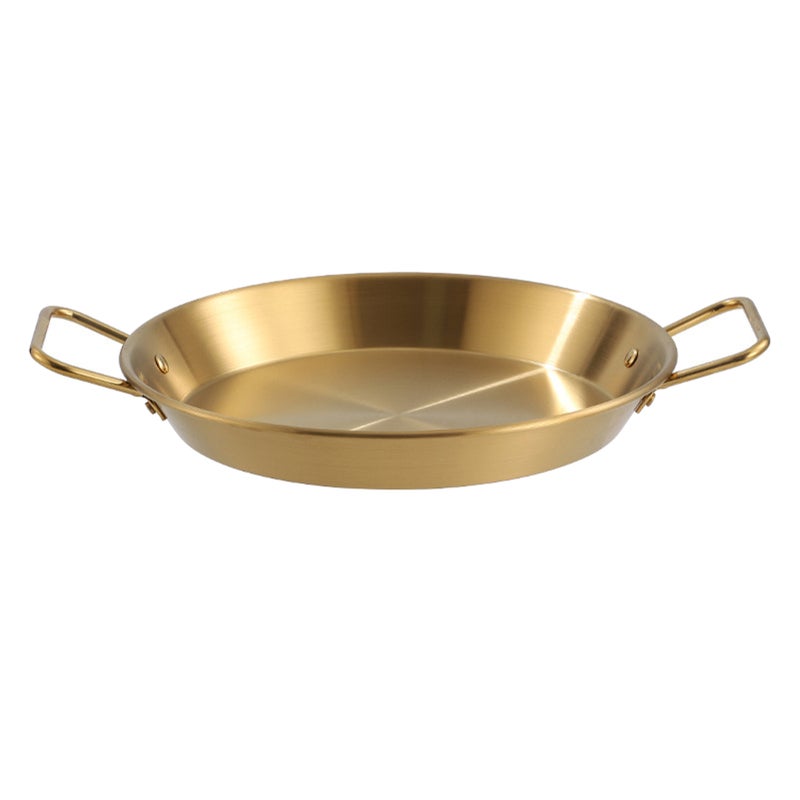 Paella Pan Stainless Steel Dual Handle Versatile Seafood Lobster Plate Paella Cookware for Home Restaurant - Image 1