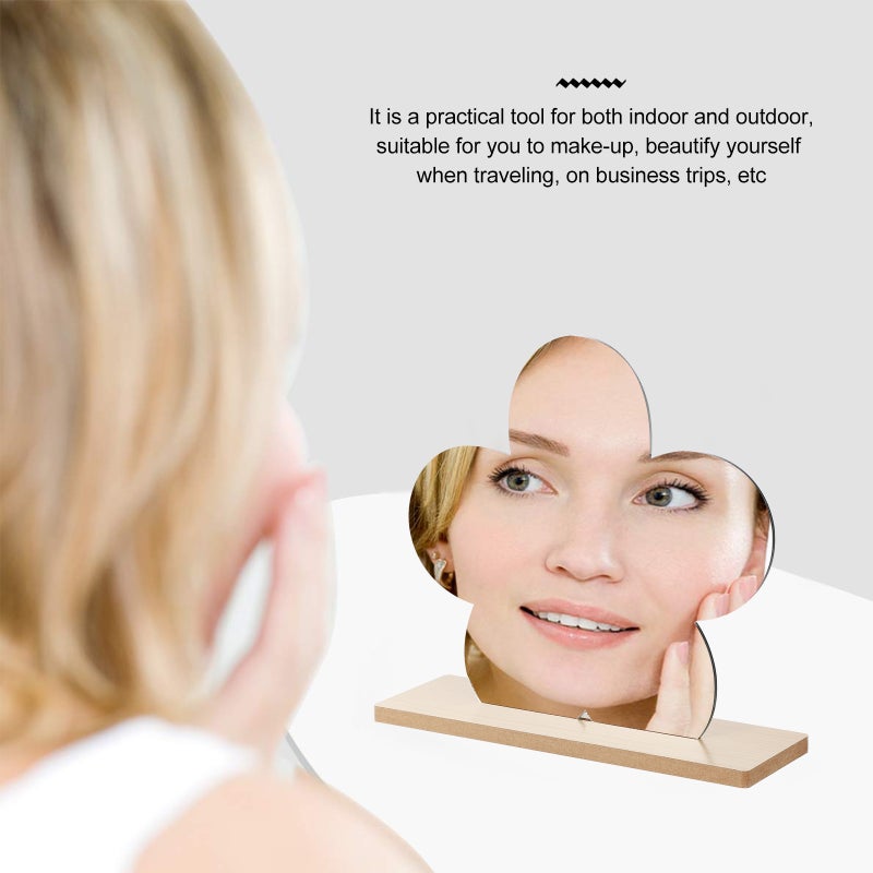 1 Pc Flower-shaped Cosmetic Mirror Convenient Travel Mirror (Khaki) - Image 4