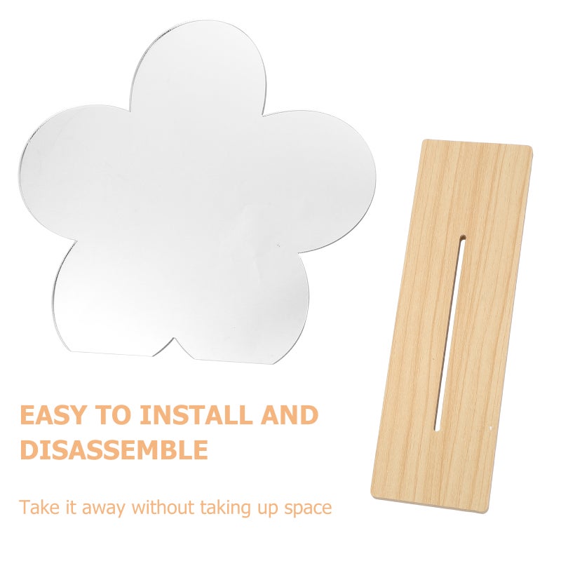 1 Pc Flower-shaped Cosmetic Mirror Convenient Travel Mirror (Khaki) - Image 2