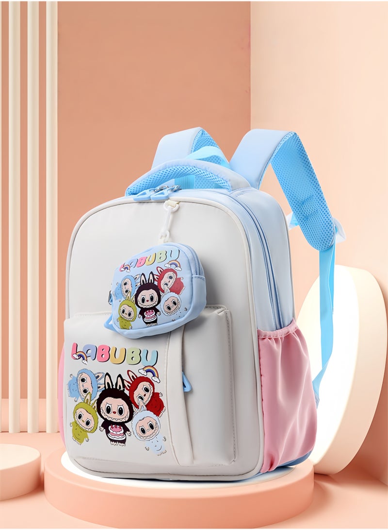 LABUBU Cute Kindergarten School Bag, Rabu School Bag, Cartoon 3-5 Years Old Trendy Children's Backpack, Contrast Color Children's Backpack 33*26*12CM - Image 2