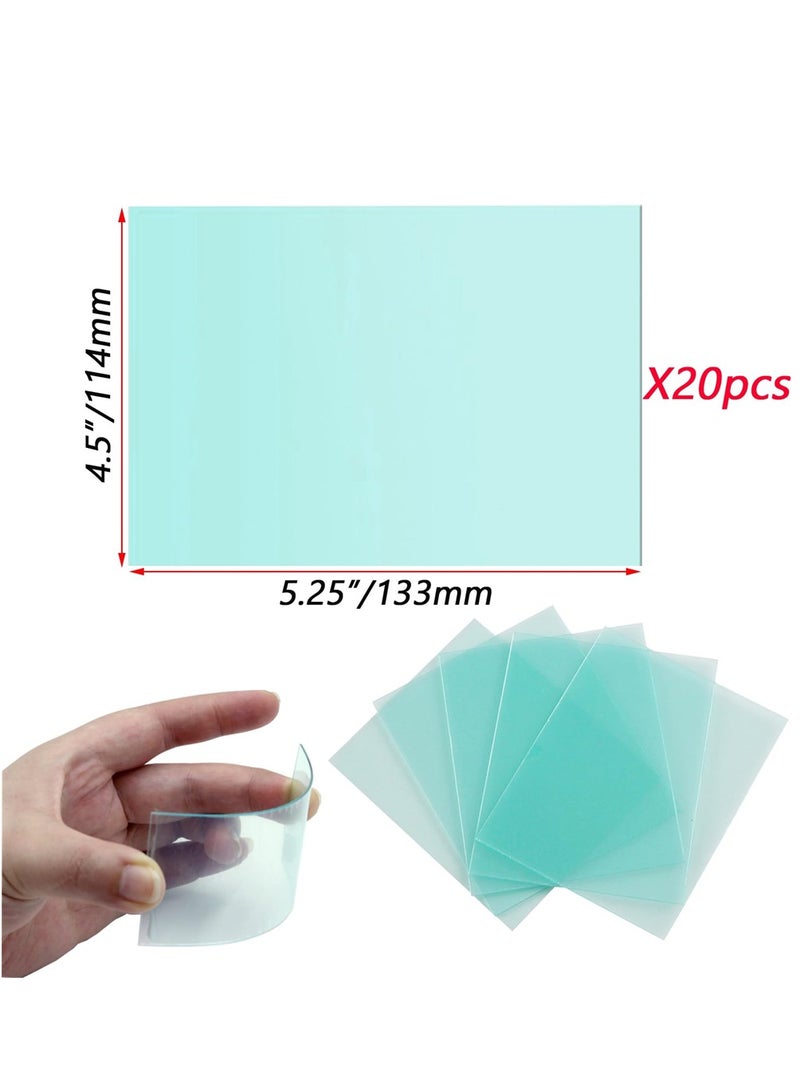 SYOSI 20 Pcs Welding Protective Lens Replacement Lens, 4.5" x 5.25" x 0.04" Outside Replacement Helmet Clear Lens Covers for Solar Auto Darkening Welding Helmet Hood  - Image 2