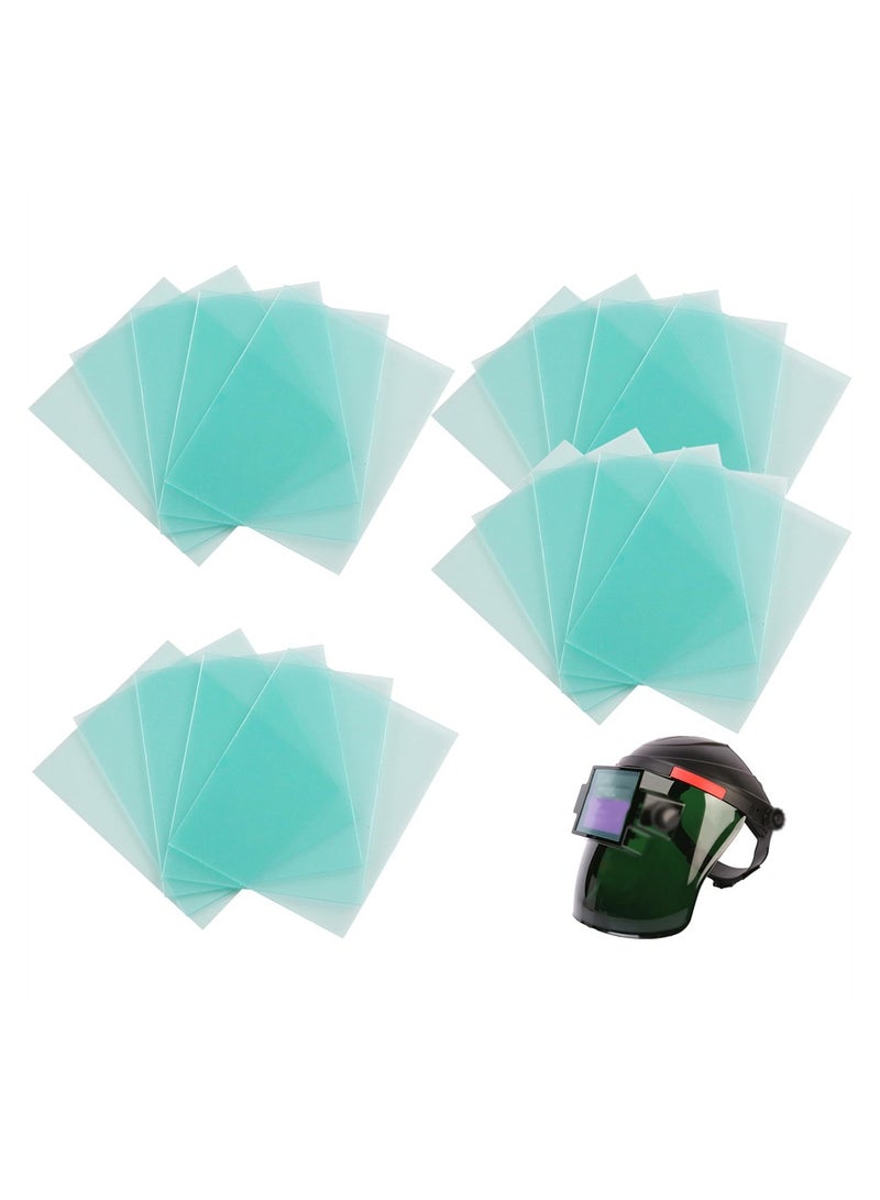 SYOSI 20 Pcs Welding Protective Lens Replacement Lens, 4.5" x 5.25" x 0.04" Outside Replacement Helmet Clear Lens Covers for Solar Auto Darkening Welding Helmet Hood  - Image 1