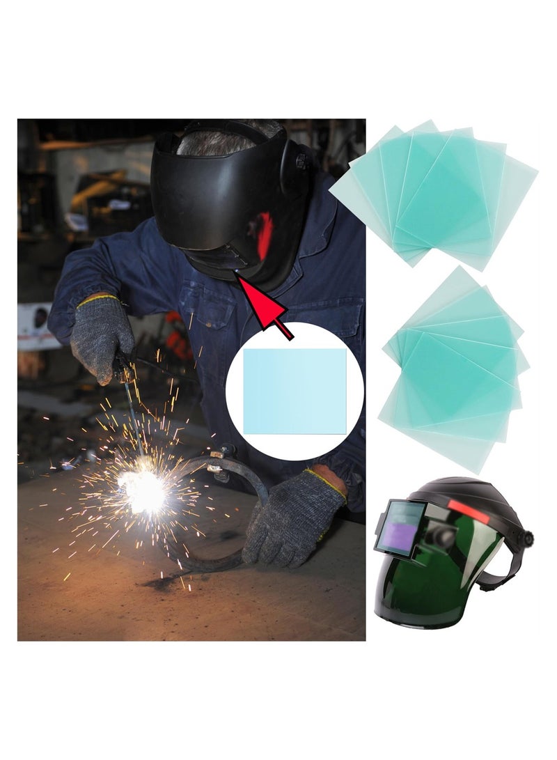 SYOSI 20 Pcs Welding Protective Lens Replacement Lens, 4.5" x 5.25" x 0.04" Outside Replacement Helmet Clear Lens Covers for Solar Auto Darkening Welding Helmet Hood  - Image 4