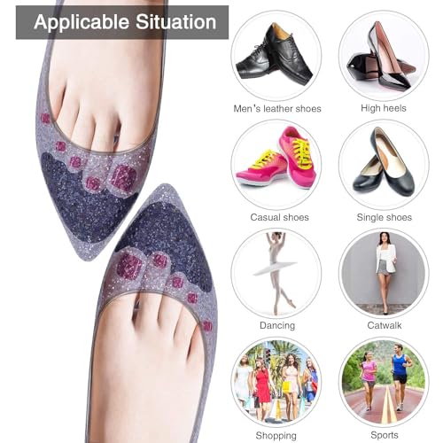 SILENCIO Front Insoles Heel Grips Liner Insert Women High Half Fore foot Toe Plug Cushion Pain Relief Protector Big Shoes Filler Adjustment Shoe Inserts for Men or heel liner front 1 Pair - Image 4