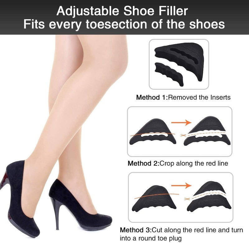 SILENCIO Front Insoles Heel Grips Liner Insert Women High Half Fore foot Toe Plug Cushion Pain Relief Protector Big Shoes Filler Adjustment Shoe Inserts for Men or heel liner front 1 Pair - Image 2