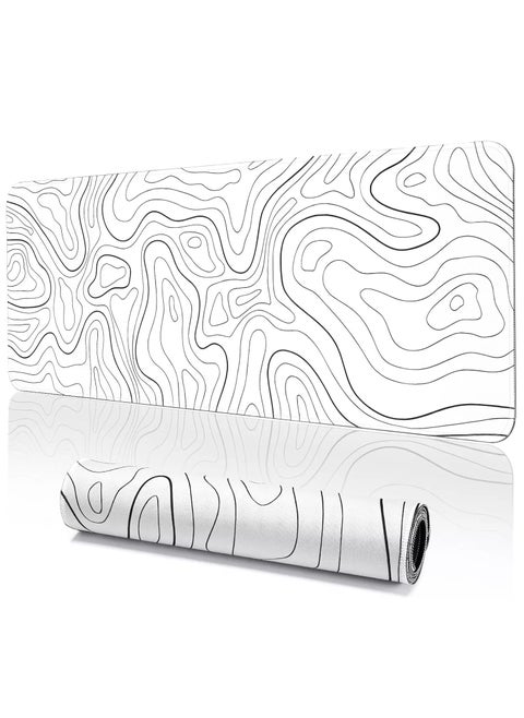 Abstract White Gaming Mouse Pad For Keyboard And Mouse Non-Slip Rubber Base - Size 80X30 CM