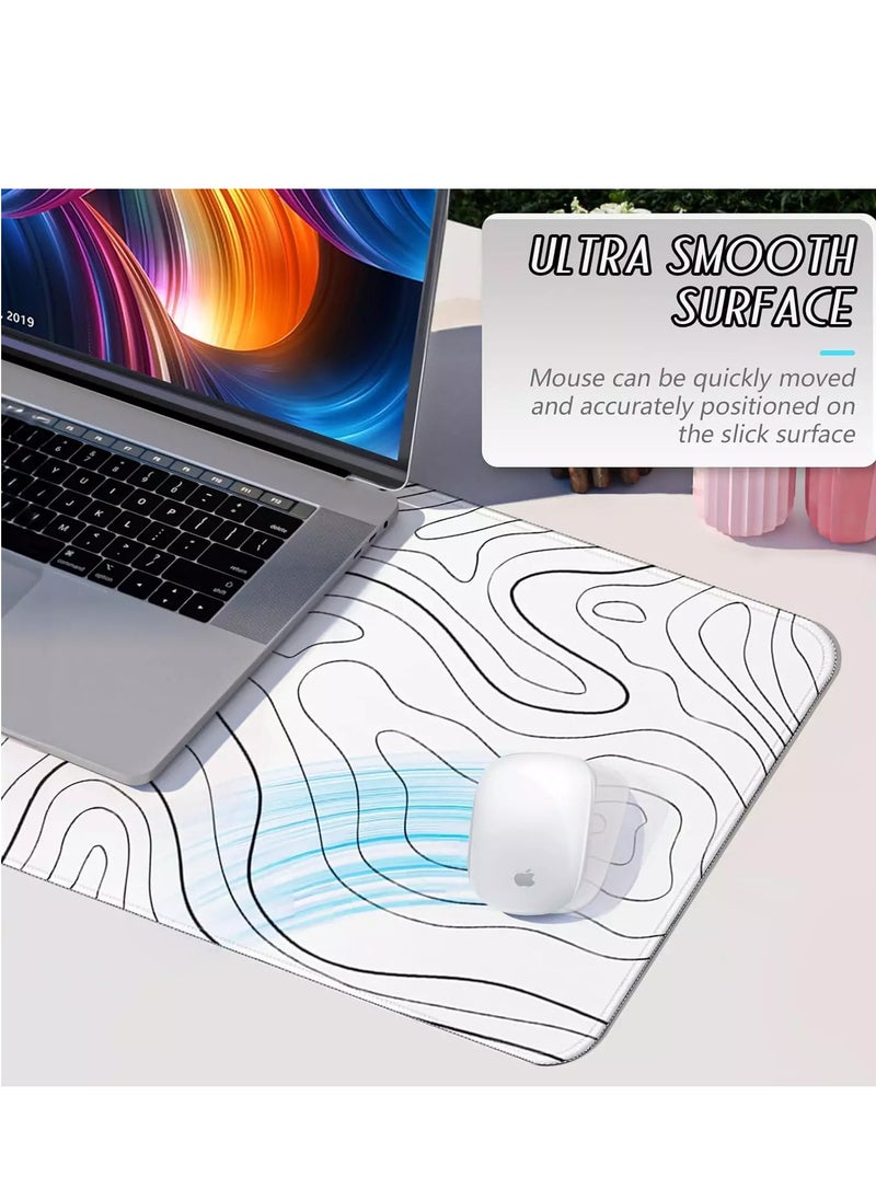 Abstract White Gaming Mouse Pad For Keyboard And Mouse Non-Slip Rubber Base - Size 80X30 CM