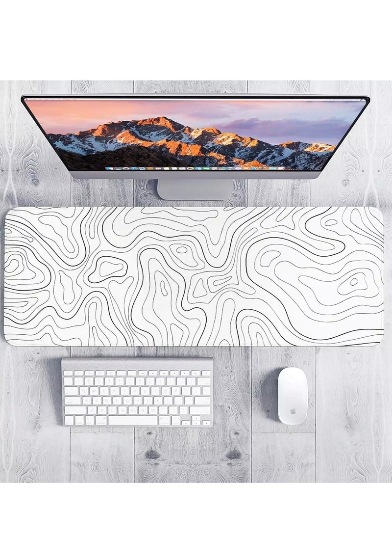 Abstract White Gaming Mouse Pad For Keyboard And Mouse Non-Slip Rubber Base - Size 80X30 CM