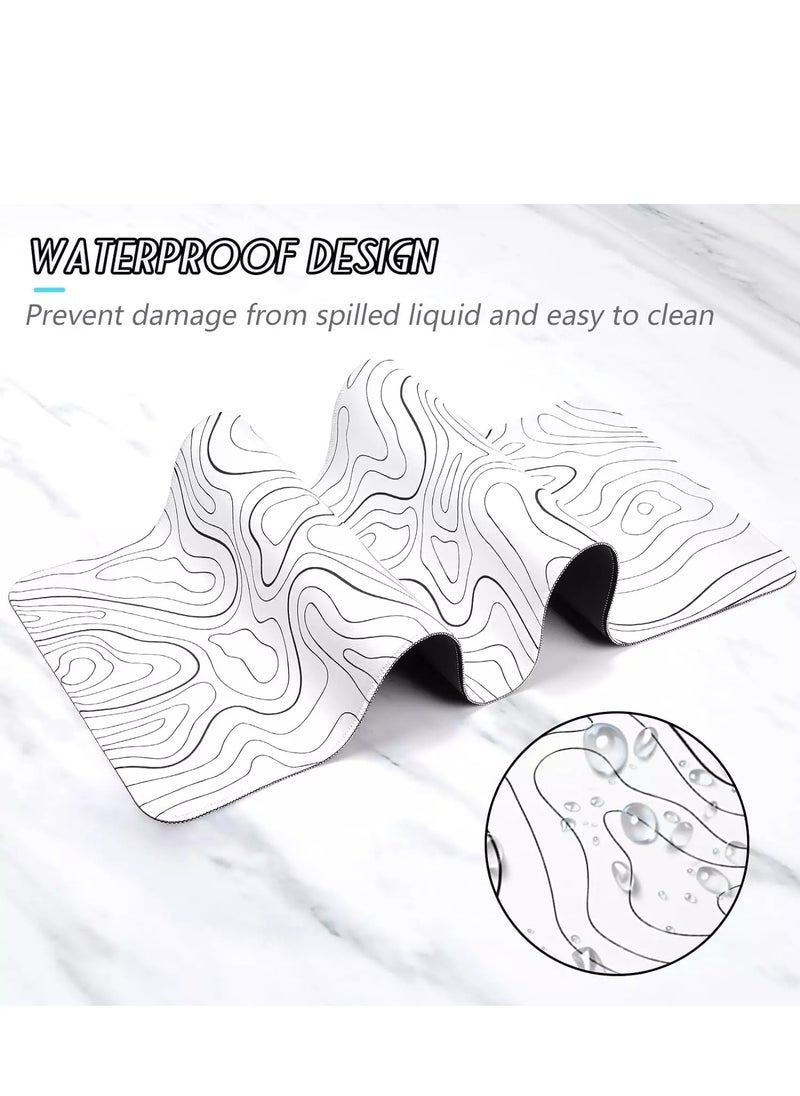 Abstract White Gaming Mouse Pad For Keyboard And Mouse Non-Slip Rubber Base - Size 80X30 CM