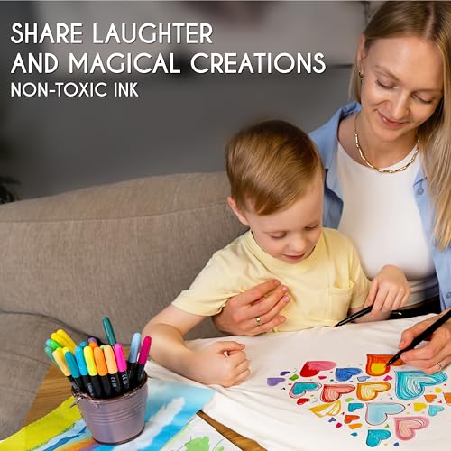 Zenacolor 40 Fabric Markers Pens Set - Non Toxic, Indelible and Permanent Fabric Paint - Fine Point Tip Textile Marker Pen - Image 5