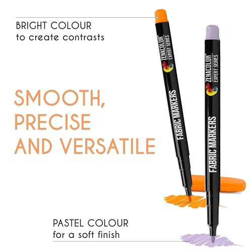 Zenacolor 40 Fabric Markers Pens Set - Non Toxic, Indelible and Permanent Fabric Paint - Fine Point Tip Textile Marker Pen - Image 3