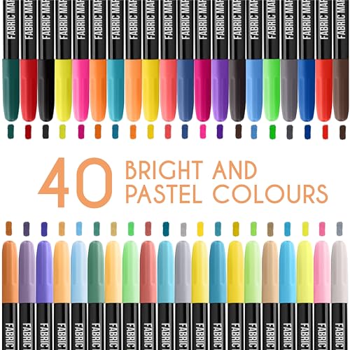 Zenacolor 40 Fabric Markers Pens Set - Non Toxic, Indelible and Permanent Fabric Paint - Fine Point Tip Textile Marker Pen - Image 2