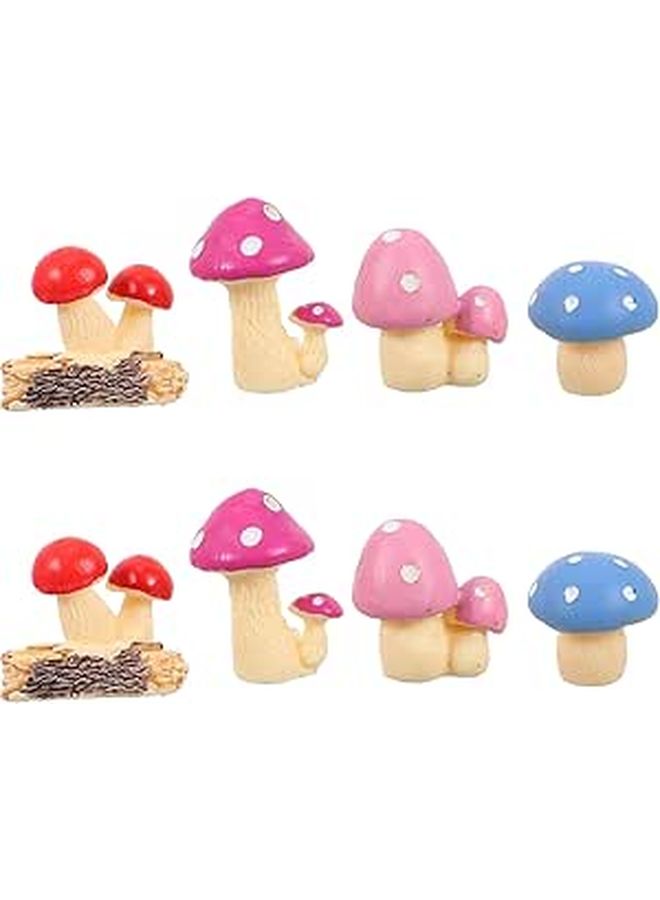8pcs Resin Miniature Mushroom Figurines for Fairy Garden Bonsai Decor - Image 1
