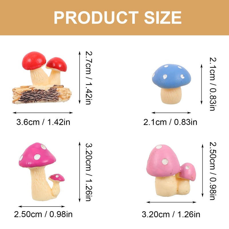 8pcs Resin Miniature Mushroom Figurines for Fairy Garden Bonsai Decor - Image 3