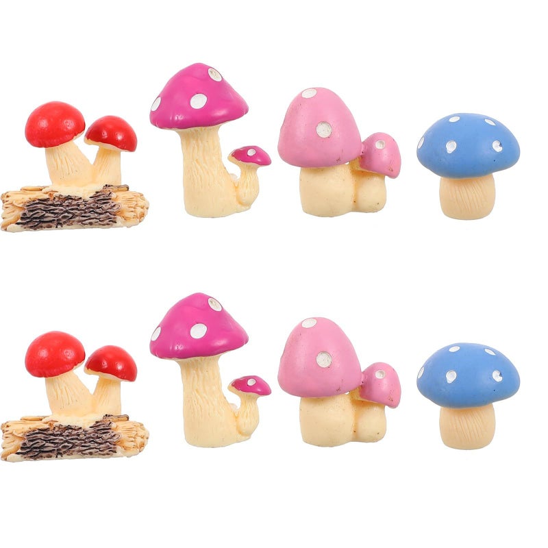 8pcs Resin Miniature Mushroom Figurines for Fairy Garden Bonsai Decor - Image 2