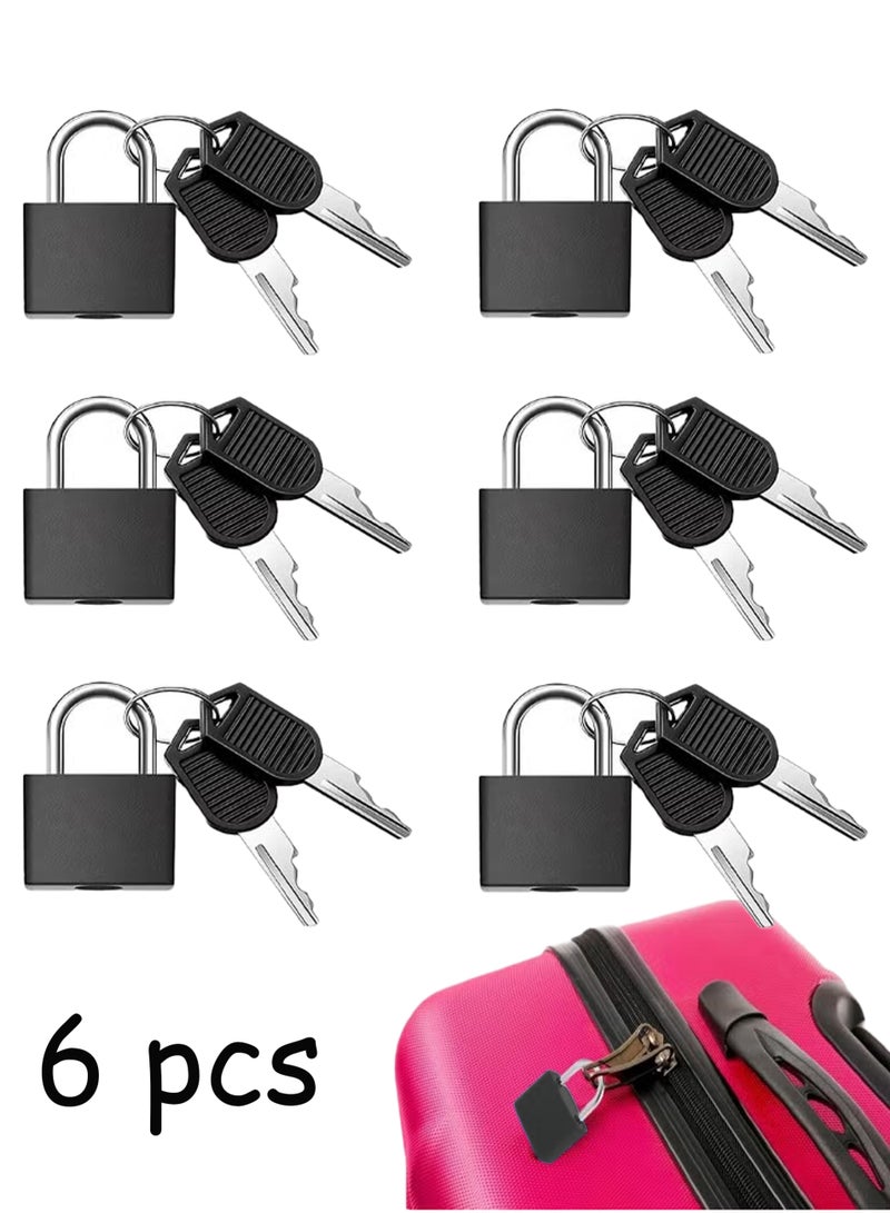 Suitcase Locks with Keys, 6pcs Metal Padlocks Luggage Locks Small Luggage Padlocks Black Locker Lock for Suitcase Backpack Gym Locker Jewelry Box - Image 1