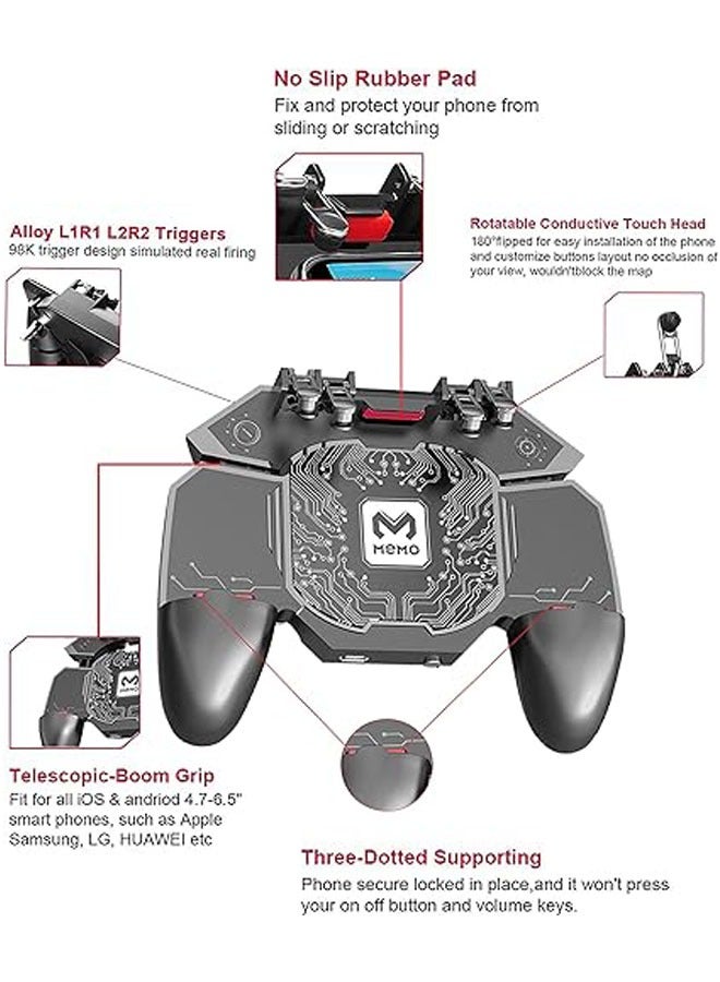 General PUBG Trigger with Fast Cooling Fan, 6 Finger Grip Gamepad, L1R1 Trigger Mobile Game Cooler for PUBG/Fortnite/Rules of Survival Game/COD  - Image 5