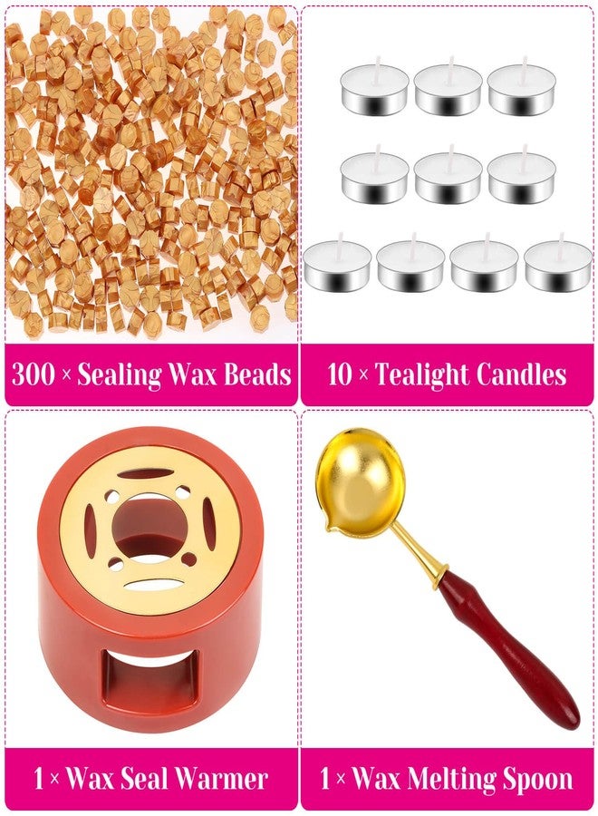 PAXCOO Sealing Wax, 312pcs Sealing Wax Kit with Wax Seal Beads, Wax Seal Warmer, Wax Spoon and Tealight Candles for Wax Stamp Letter Sealing - Image 2