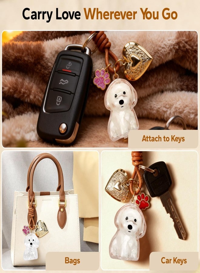 Bichon Frise Dog Hair Collector Keychain Dog Fur Keepsake Pet Memorial Gifts for Dogs Pets Fur Memory Charm with Storage Photo - Image 3