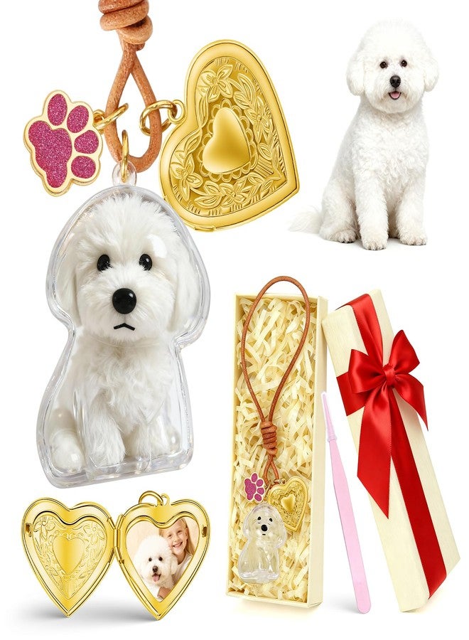 Bichon Frise Dog Hair Collector Keychain Dog Fur Keepsake Pet Memorial Gifts for Dogs Pets Fur Memory Charm with Storage Photo - Image 1