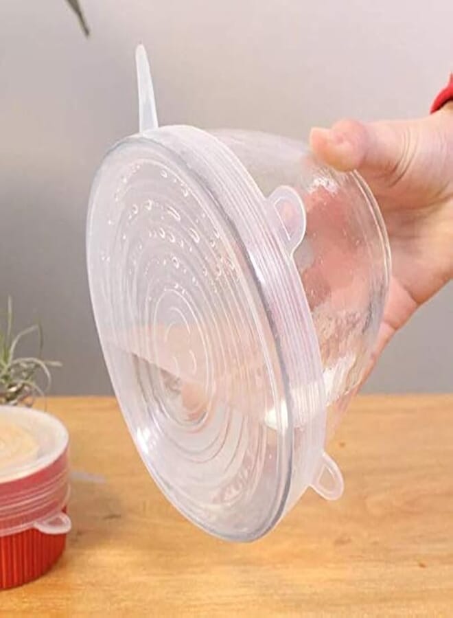LittlePa 6PCS Silicone Lids Universal Silicone Food Wrap Bowl Pot Lid Silicone Cover Pan Cooking Kitchen Accessories(White)
