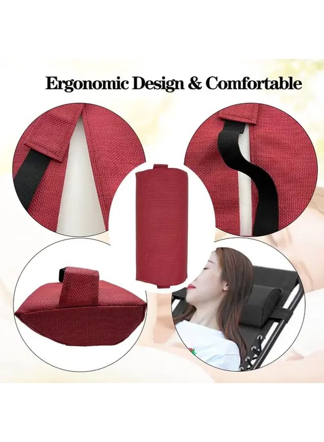 Wine Red Lounge Chair Pillow Headrest Cushion Breathable Removable For Sun Lounger Deck Recliner - Image 4